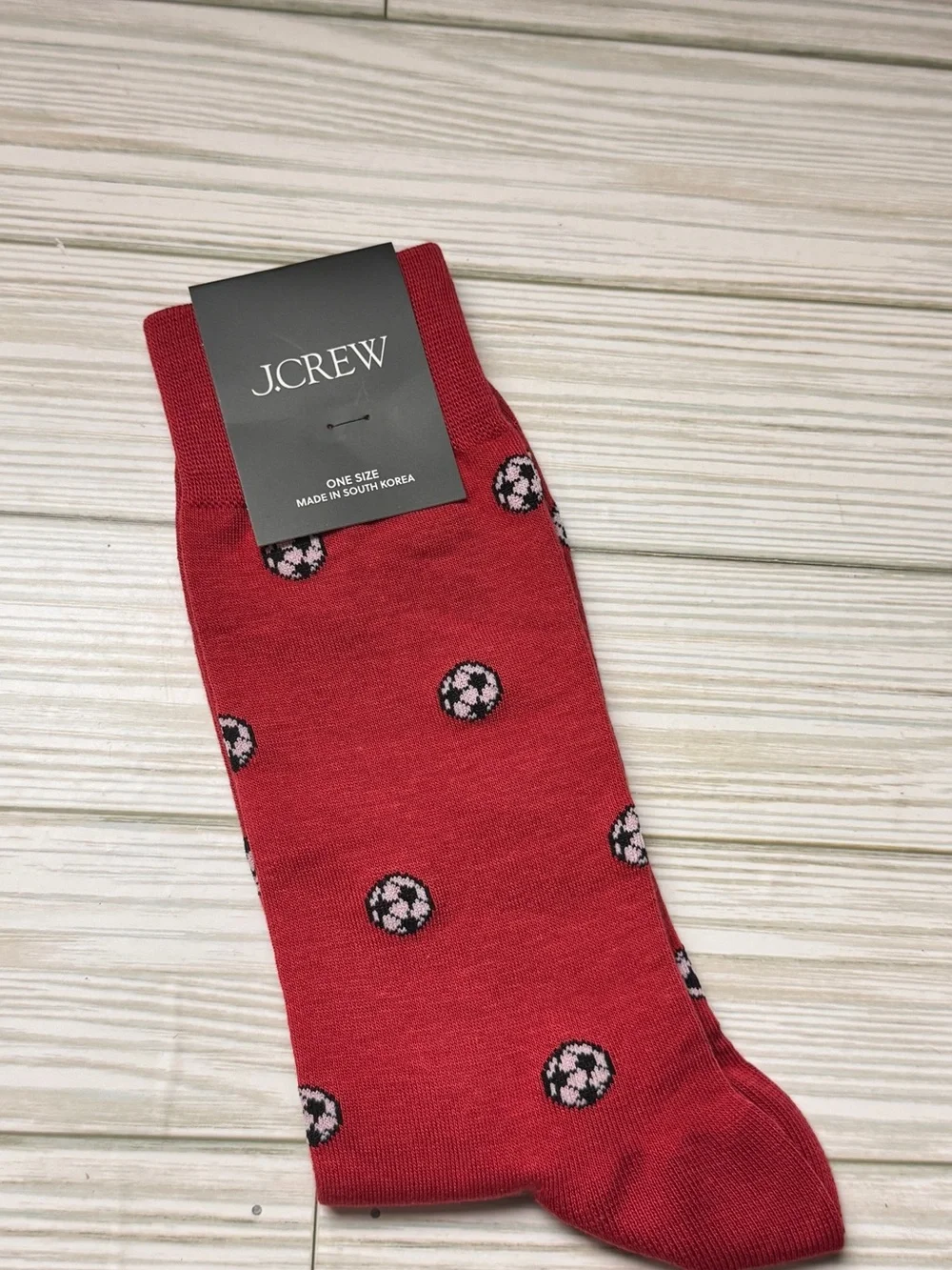 J.Crew Football Pattern Crew Style Red Patterned Crew Socks New with Tag